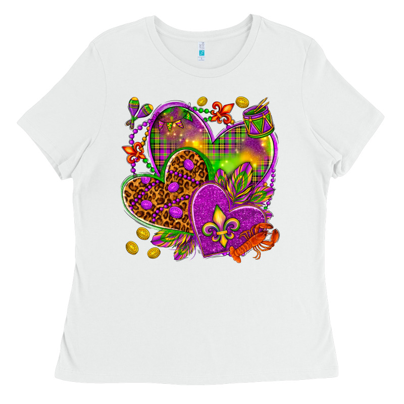 Mardi Gras Hearts Ladies Tee by NancyCooperArtShop | Teevron