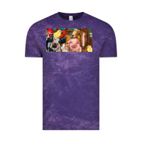 Cloud Purple Farm animals with aztec Vintage Tee - RanaPortraitStore