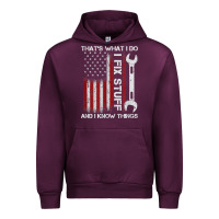 Mauve Wine That_s What I Do I Fix Stuff And I Know Things American Flag Urban Hoodie - trangStudio