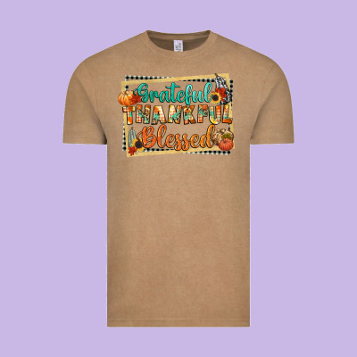 Thankful Grateful Blessed Vintage Tee Designed By Cowgirlartshop