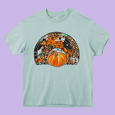 Western Pumpkin Fall Rainbow Heavy Core Tee Designed By Jahusdesignshop