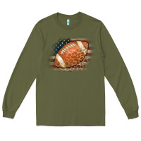 Army Green American Flag Football Leopard Long Sleeve Tee - CowCowDesign