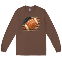 Chestnut American Flag Football Leopard Long Sleeve Tee - CowCowDesign