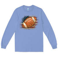 Colony Blue American Flag Football Leopard Long Sleeve Tee - CowCowDesign