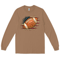 Toasted Coconut American Flag Football Leopard Long Sleeve Tee - CowCowDesign