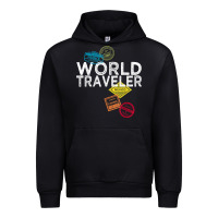 Black world traveler passport stamp gift shirt for men and women t shirt Urban Hoodie - trangStudio