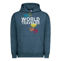 Pigment Midnight Navy world traveler passport stamp gift shirt for men and women t shirt Urban Hoodie - trangStudio