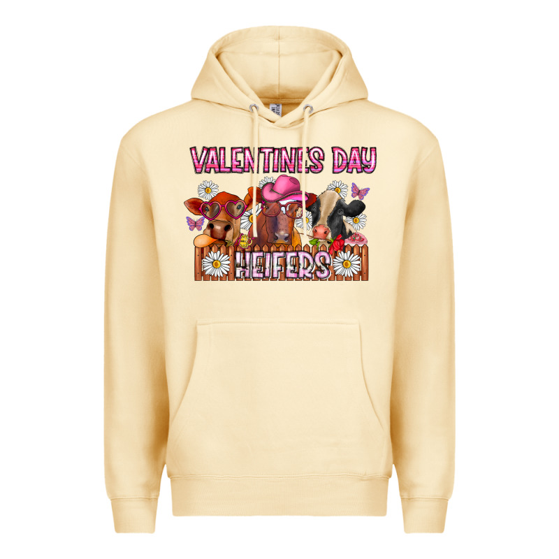 Valentines Day Heifers Premium Hoodie by CowhideDigitalArt | Teevron