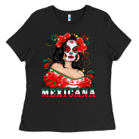 Black Mexicana with Skull Girl Ladies Tee - texasbilliewilder