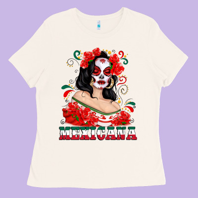 Mexicana With Skull Girl Ladies Tee Designed By Texasbilliewilder