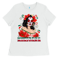 White Mexicana with Skull Girl Ladies Tee - texasbilliewilder