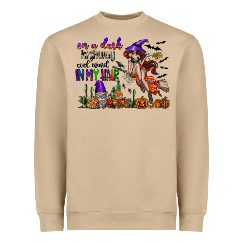 On A Dark Highway Cool Wind In My Hair Heavyweight Sweatshirt by SublimationCraftShop | Teevron