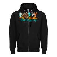 Black Happy Thanksgiving Zipper Hoodie - Artiststas