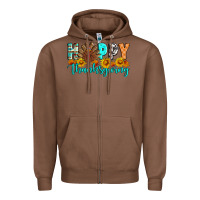 Chestnut Happy Thanksgiving Zipper Hoodie - Artiststas