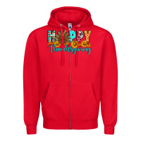 Red Happy Thanksgiving Zipper Hoodie - Artiststas