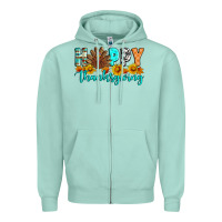 Seafoam Happy Thanksgiving Zipper Hoodie - Artiststas