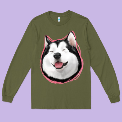 Husky Long Sleeve Tee Designed By Jasminsmagicworld