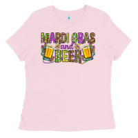 Bubblegum Pink Mardi Gras and beer Ladies Tee - NancyCooperArtShop