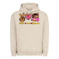 Pigment French Oak peace love donuts Urban Hoodie - AdoDesignShop