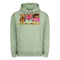 Pigment Oil Green peace love donuts Urban Hoodie - AdoDesignShop