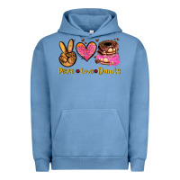 Pigment Pebble Blue peace love donuts Urban Hoodie - AdoDesignShop