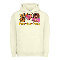 Pigment Pistachio peace love donuts Urban Hoodie - AdoDesignShop