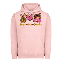 Pigment Salmon peace love donuts Urban Hoodie - AdoDesignShop
