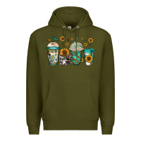 Army Green sunflowers coffee cups Premium Hoodie - Jasminsmagicworld