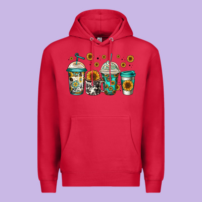 Sunflowers Coffee Cups Premium Hoodie Designed By Jasminsmagicworld