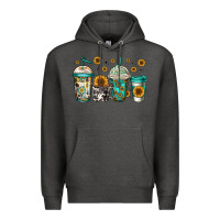 Charcoal Heather sunflowers coffee cups Premium Hoodie - Jasminsmagicworld