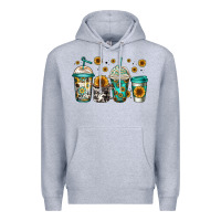 Heather Grey sunflowers coffee cups Premium Hoodie - Jasminsmagicworld