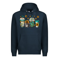 Navy sunflowers coffee cups Premium Hoodie - Jasminsmagicworld