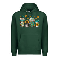 Sports Green sunflowers coffee cups Premium Hoodie - Jasminsmagicworld