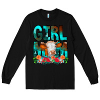Black Girl Mom Cow Flowers Long Sleeve Tee - CowCowDesign