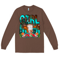 Chestnut Girl Mom Cow Flowers Long Sleeve Tee - CowCowDesign