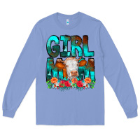 Colony Blue Girl Mom Cow Flowers Long Sleeve Tee - CowCowDesign
