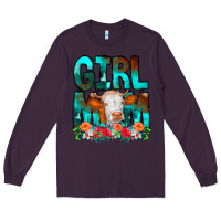 Plum Girl Mom Cow Flowers Long Sleeve Tee - CowCowDesign