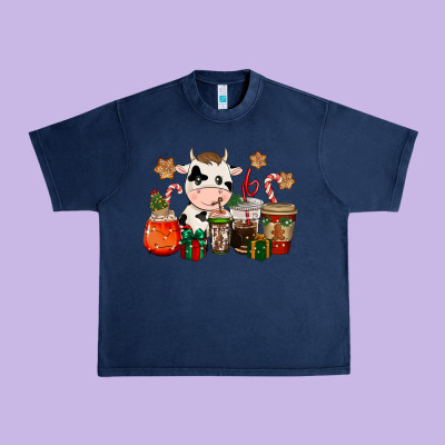 Cow Coffee Cups Christmas Urban Heavy Tee Designed By Cowgirlartshop