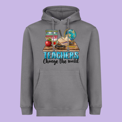 Teachers Change The World Heavyweight Hoodie Designed By Barkaloodesign
