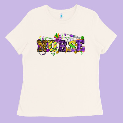 Mardi Gras Day Nurse Ladies Tee Designed By Nancycooperartshop
