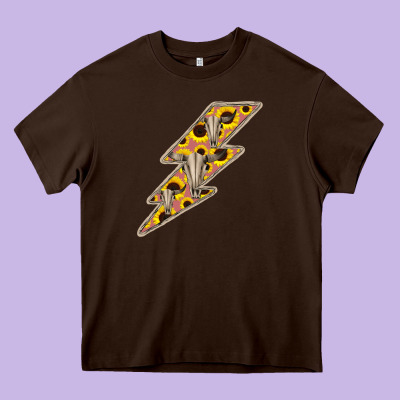 Sunflower And Skull Lightning Heavy Core Tee Designed By Bettercallsaul