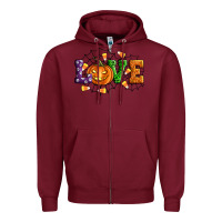 Burgundy Halloween Love Zipper Hoodie - Artiststas