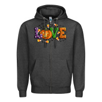 Charcoal Heather Halloween Love Zipper Hoodie - Artiststas