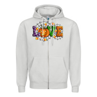 Dove Grey Halloween Love Zipper Hoodie - Artiststas