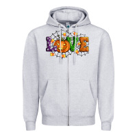 Heather Grey Halloween Love Zipper Hoodie - Artiststas