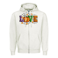 Oatmeal Heather Halloween Love Zipper Hoodie - Artiststas