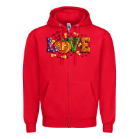 Red Halloween Love Zipper Hoodie - Artiststas
