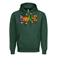 Sports Green Halloween Love Zipper Hoodie - Artiststas