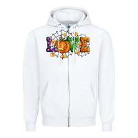 White Halloween Love Zipper Hoodie - Artiststas
