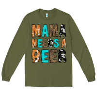 Army Green Mama Needs a Beer Long Sleeve Tee - CowCowDesign